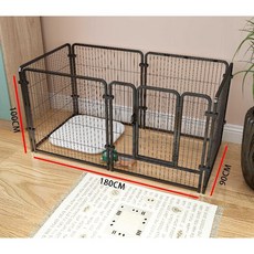 강아지 애견펜스 케이지 펜스 실내 휀스 야외견사 고양이, 글로시 블랙 6개 180x90x100