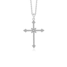 반짝반짝 대학생 데일리패션 실버 큐빅 십자가 목걸이jus6+5KmV