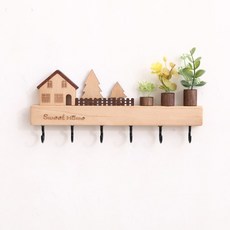 木子進門鑰匙掛鈎入戶玄關墻上壁掛鑰匙收納架實木創意北歐掛鈎kun, 櫸木胡桃木花瓶黑色鉤, 1個