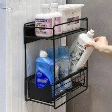 하루꿈 투웨이 틈새수납 슬라이딩 냉장고 수납선반 세탁기 자석 수납함, 블랙, 1개