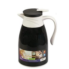 [ 1234955 ] 단열 보온 커피 카라페 - 푸시 버튼 디스펜서가 있는 1리터(34온스) 진공 플라스크 | 유리 안감이 냉온 음료 피처 BPA 프리 플라스틱 외부(블랙), 블랙