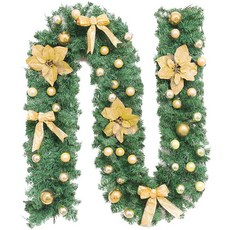 耶誕裝飾 聖誕藤條2.7米長加密掛飾植絨聖誕藤條裝飾酒店商場酒吧裝飾擺件 聖誕節裝扮 LED彩燈 聖誕樹裝飾, 2.7普通金色套餐(送燈飾), 1個