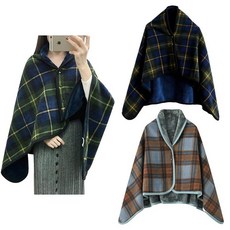 격자 무늬 웨어러블 담요 2팩 플리스 편안한 판초 담요 버튼 포함 침대 소파 사무실용 민소매 세트 8. Lololeneon 177184