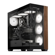 darkFlash 大飛DS900 Wood 質感木紋 ATX電腦機殼-白/黑, 1個, 黑色, 黑色