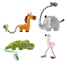 毛絨動物園棉繩啾啾發聲寵物玩具，柔軟耐咬，狗狗磨牙潔齒安撫玩偶, 1個, 長頸鹿