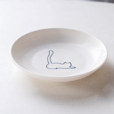 訂製寵物貓碗 高腳陶瓷貓糧碗 零食罐頭盤 防頸椎 防翻, 1個, 6寸盤（臥貓）