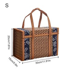 피크닉 라탄 바구니 휴대용 등나무 직조 야외 뚜껑이 있는 접이식 보관 과일 음식 장난감 의류, 1) S, 1개
