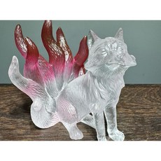 精緻九尾狐擺件 晶瑩剔透 漸層色彩 居家裝飾 藝術品, 彩色