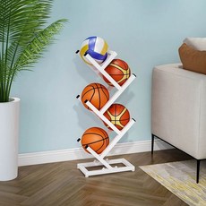 배구 정리 축구 진열대농구 삼중지휠23 전시 받침대 스포츠 공보관대, 1개, 5칸 화이트