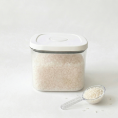 미소담다 원터치 실리콘 완벽밀폐 쌀통, 1개, 투명