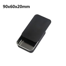 1PC 금속 직사각형 케이스 사탕 휴대용 미니 틴플레이트 약통 푸시형 슬라이드 커버 보관함, 90x60x20mm Bla, 1개