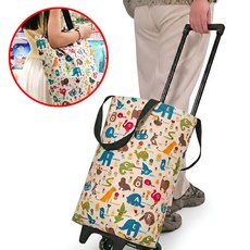 프리데일 바퀴달린 장바구니 접이식 대용량 캐리어 쇼핑카트, 1개, 애니멀레터