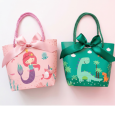 구디담 캐릭터 리본 선물 쇼핑백 10매세트 구디백 어린이집 생일 답례품 인어공주 공룡, 10개, 그린 공룡낙원