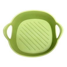 【新款熱銷】空氣炸鍋硅膠碗 家用耐高溫微波爐烤箱適用 水果碗沙拉碗 可折疊烤盤, 1個, 空氣炸鍋硅膠碗【方形橄欖綠】