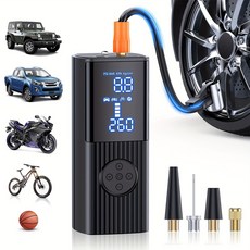 아웃프리 9000mAh 휴대용 저소음 무선 고효율 자동차 범용 다기능 고속 팽창기 타이어 볼 자전거 팽창기 대용량 팽창기, 1개, 블랙 1개, 블랙