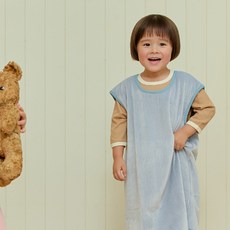 키키스토리 아기수면조끼 유아 아동 가을 겨울 벨로아 수면조끼 골지 실내복 잠옷 롱조끼