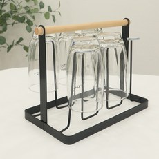 뷰티풀 우드디자인 철제 컵 걸이 거치대, 블랙, 1개