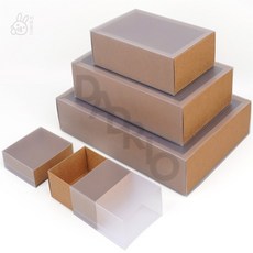 드리오샵 접이식 슬라이드 선물박스 디저트포장, 브라운 - 8.5x8.5