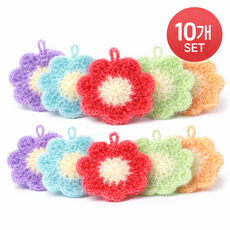 반짝이 아크릴 수세미 플라워 데이지 10장, 1개, 10개