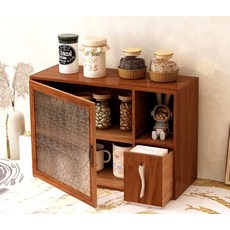 엔틱 주방 홈카페 탁상용 먼지보호 깔끔정돈 그릇장 찬장 다용도 미닫이 유리도어 투명 선반, 베고니아 유리 캐비닛