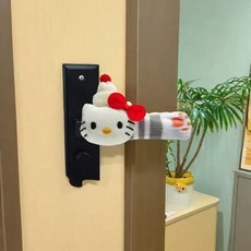 OFFCURVE 귀여운 모양 문손잡이 커버 도어 핸들 보호 커버 충돌 및 정전기 방지, 산타모자 키티