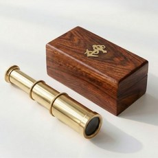 앤티크 장식 스파이글라스 해적 망원경 가죽 케이스 포함 휴대용 모험 애호가용 단안경 항해 선물용 여행자용 6인치, 나무 상자에 포켓 - 6" (나무 상자)