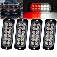 FZSSHYG 슈퍼 브라이트 레드/화이트 LED 스트로브 조명 키트 4개 - 12개 패턴 18개 12V 방수 표면 마운트 경고 위험 플래시 바 트럭 SUV ATV 응급, FZSSHYG 슈퍼 브라이트 레드/화이트 LED 스트로
