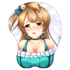3D立體少女矽膠護腕滑鼠墊, 藍, 1個