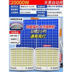 60000W 太陽能燈 智慧光控 庭院照明 戶外燈 寬範圍照明, 雙燈頭20000W+【2000平】照射