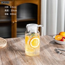 DFMEI 簡約扎壺亞克力條紋壺塑料花茶冷水壺透明涼水壺果汁壺飲料壺, 1個, 0.8L條紋壺:如圖, 1L