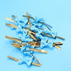 미니 리본 빵끈 철사끈 칼라타이, 사진을 보고 확인하세요, 1개, 블루 리본 타이 500개