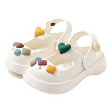 달콩슈 여아용 EVA 단추 하트 샌들 슬리퍼 DKE004