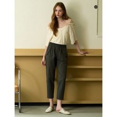 데니스골프 (방송상품) 여성 세미 배기핏 셔링 8부 밴딩팬츠 카키_RAQMLPT361 2657587