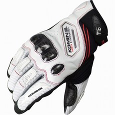 Komine GK167 機車手套 防摔耐磨碳纖維騎行手套 可觸屏, 白色,XL