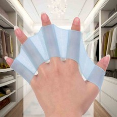 손가락 물갈퀴 물놀이 개구리손 여름물놀이 오리손 물놀이장난감 손지느러미, 블루 M