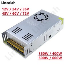 스위칭 전원 공급 장치 12V 24V 36V 48V 60V 72V 360W 400W 500W 600W 변압기 AC DC SMPS LED 스트립 조명 CCTV 모터용, [02] 24V, [01] 360W, 1개