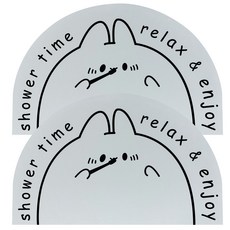 빨아쓰는 규조토 반원형 미끄럼방지 욕실 주방 발매트 2개 세트, 화이트래빗