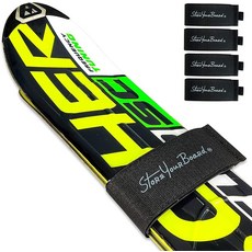 StoreYourBoard Mountain Essential 스키 랩 스트랩 4팩 범용 핏 후크 루프 패스너 블랙 [호환], [ 1201235 ] StoreYourBoard Mou, 북극 블랙