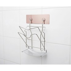 台灣製造 免鑽孔無痕貼片304不鏽鋼二層鍋蓋架 可放炒菜鍋 附不鏽鋼集水盤, 1個, 兩層款