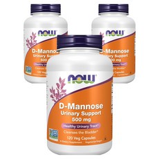 NOW Foods D-甘露糖素食膠囊 500mg, 120顆, 3罐
