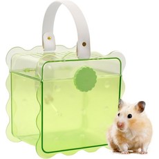 MUYG 휴대용 햄스터 여행 케이지 물통이 있는 드워프 마우스용 작은 동물 외출용 케이스 슈가 글라이더 저빌 그린