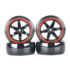 부드러운 드리프트 타이어 어댑터 1/10 RC 모델 자동차 차량 액세서리 사쿠라 D5 YOKOMO 63x26mm 12mm 4 개, B-Black Red