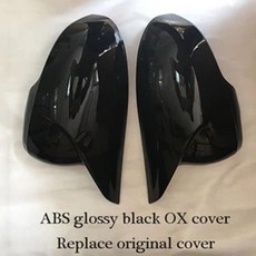 마크 리어뷰 미러 커버 캡 하우징 교체 스타일 자동차 부품, 1개, 1. Glossy Black