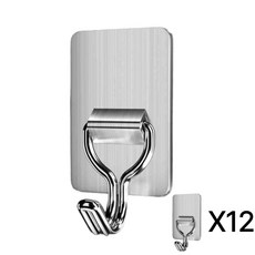 피엘코프 무타공 후크 접착식 180도 회전, 12개, 은회색