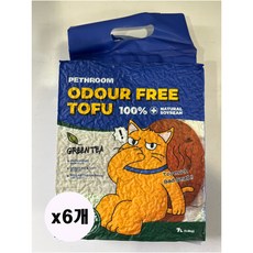 페스룸 오도어 프리 고양이 두부 모래 녹차, 6개, 7L, 녹차향