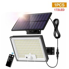 슈퍼 밝은 모션 센서 태양광 야외 방수 원격 제어 정원 거리 현관 벽 램프, 1개, 2. 172LED With Remote