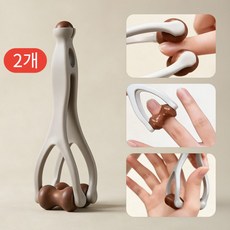 픽앤고 손가락 마사지기 360도 롤링 지압 원목 롤러, 브라운, 2개 브라운, 2개