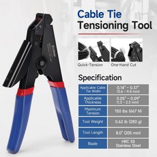 iCrimp 扎帶槍 電線打包機 適用於 0.14/-0.37/ 寬度 電纜紮帶拉緊器, 1個, 【出口商品 歐美品質】,尼龍紮帶槍【3.6-9.4mm厚1.3-