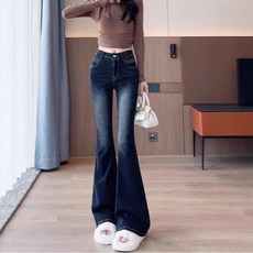 해피유통 여성 청바지 스트 플레어 바지 슬림핏 캐주얼 데님 팬츠 봄가을