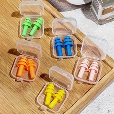 실리콘 이어플러그 수면용 보관 케이스 포함 심플귀마개, 분홍
